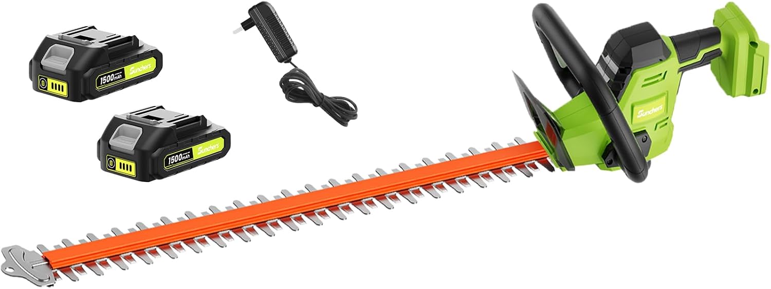 20V Max Hedge Trimmer Cordless, 22 Inch Tree Trimmer with 2 Batteries and Charger, Handheld Electric Trimmers, Grass
