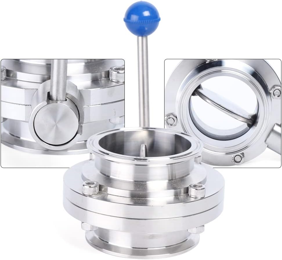 3" Butterfly Valve, Sanitary Stainless Steel Tri Clamp Butterfly Valve with Pull Handle
