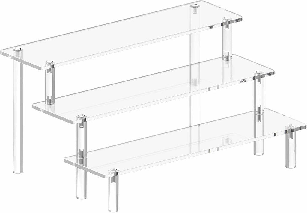 Acrylic Display Risers, 3 Tier Perfume Organizer,Clear Cupcake Stand Holder | Large Shelf Risers for Figures, Display