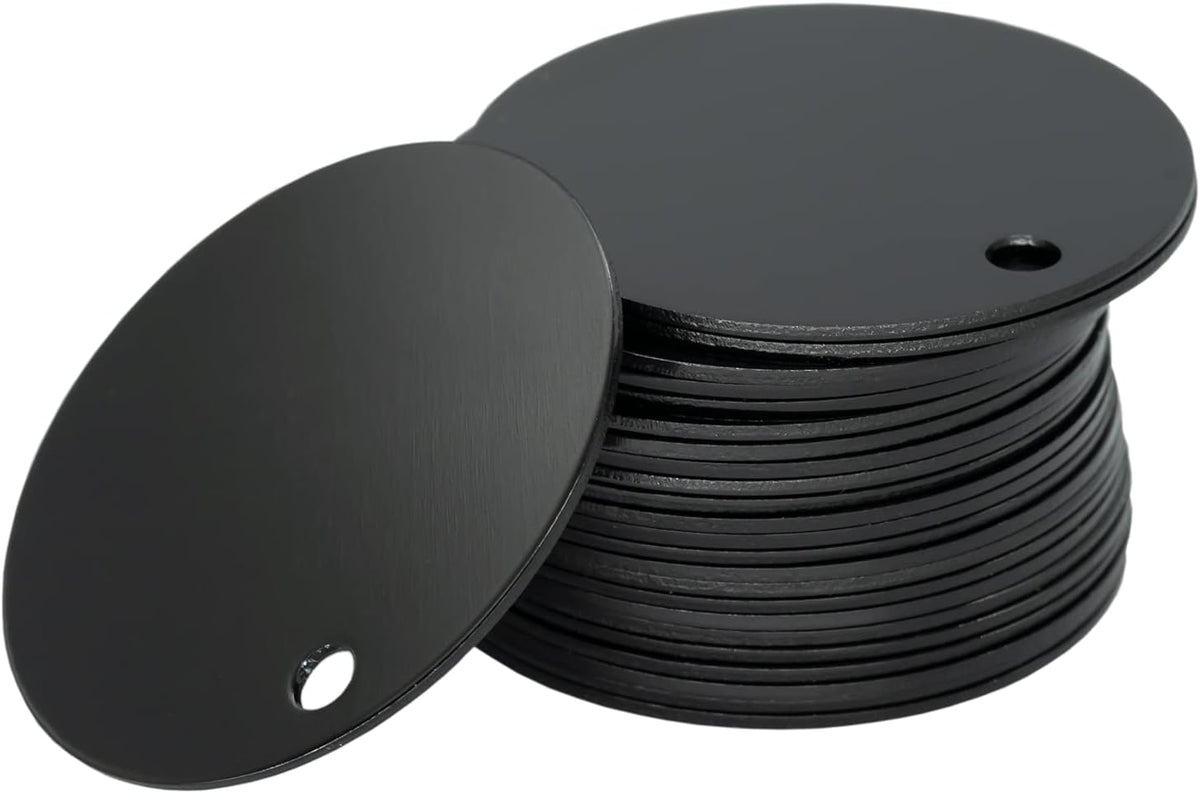 Round Aluminum Engraving Blanks Tags Stamping Blanks 25 Pack Diameter 1.57 Inch (Black)