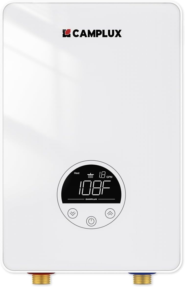 CAMPLUX Tankless Water Heater Electric 4.5kW 110~120V Small Instant Hot Water Heater, Point-of-Use, Save Space for