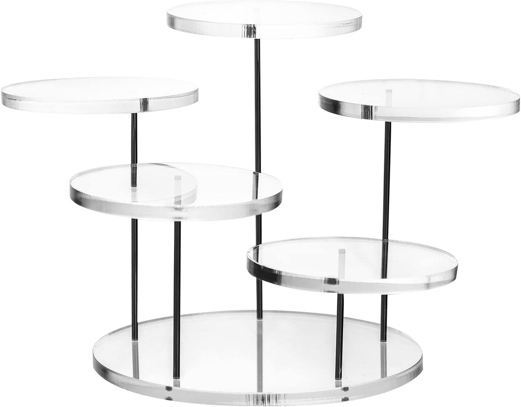 Round Acrylic Products Display Riser Stands, 5 Tier Displaying Risers Display Stands for Rings Earrings and Mini