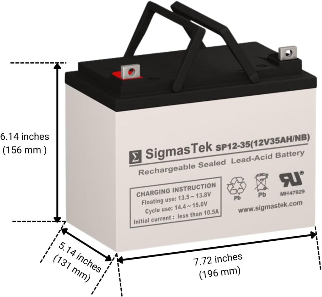 Hoveround MPV5 Wheelchair Battery Replacement Set by SigmasTek - 2 x 12 Volt 35AH