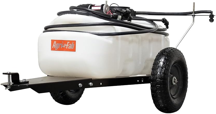Tow-Behind Lawn Sprayer with Boom and Spray Wand, 15 Gallon Capacity, 1.6 GPM 100 PSI Pump