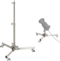 Heavy Duty Light Stand with Casters, Max Height 3.2ft/98cm, Stainless Steel Foldable Adjustable Tripod, Photography