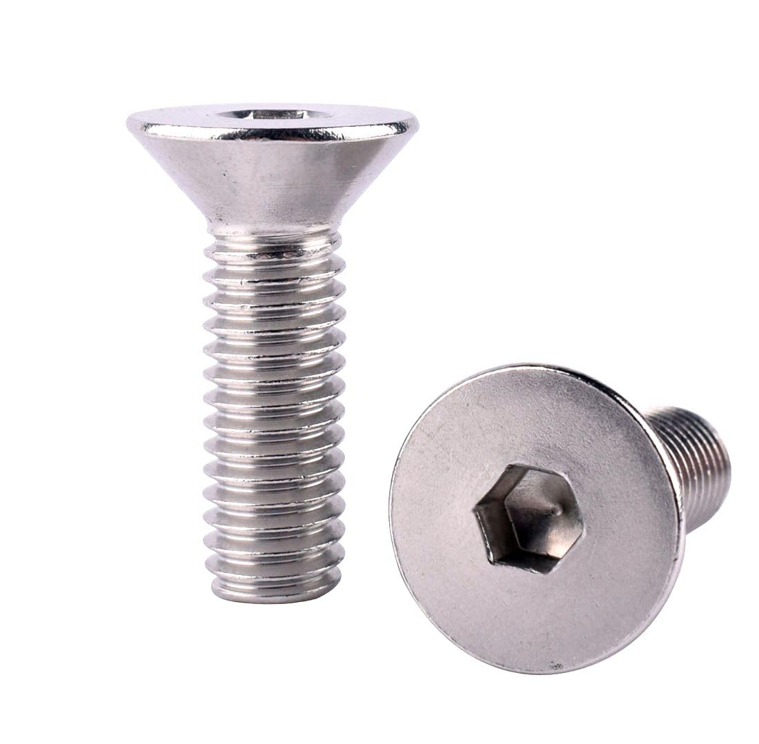 #6-32 x 3/8" Flat Head Socket Cap Screws Countersunk Bolts, Allen Hex Socket Drive, 304 Stainless Steel 18-8, Full Thread, 50Pcs