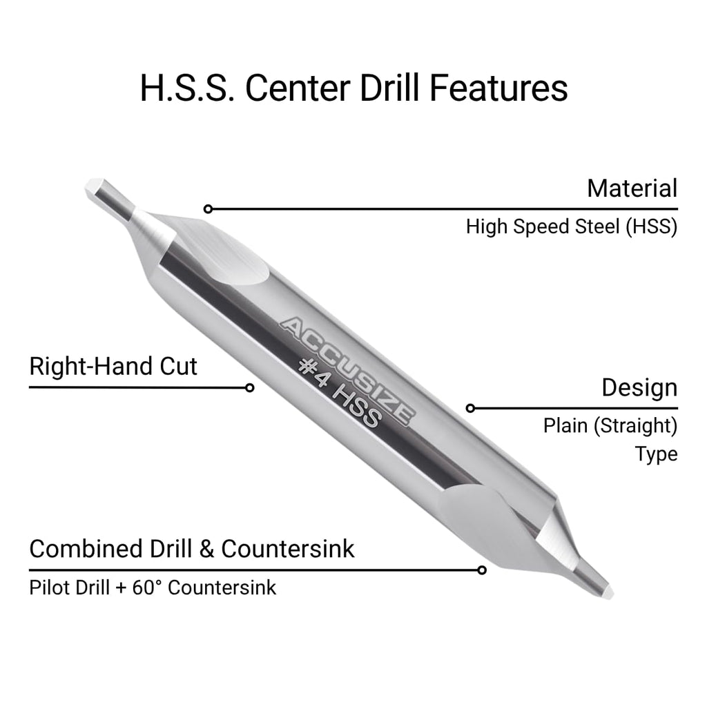 Accusize #4 HSS Center Drill, 0530-0400x10