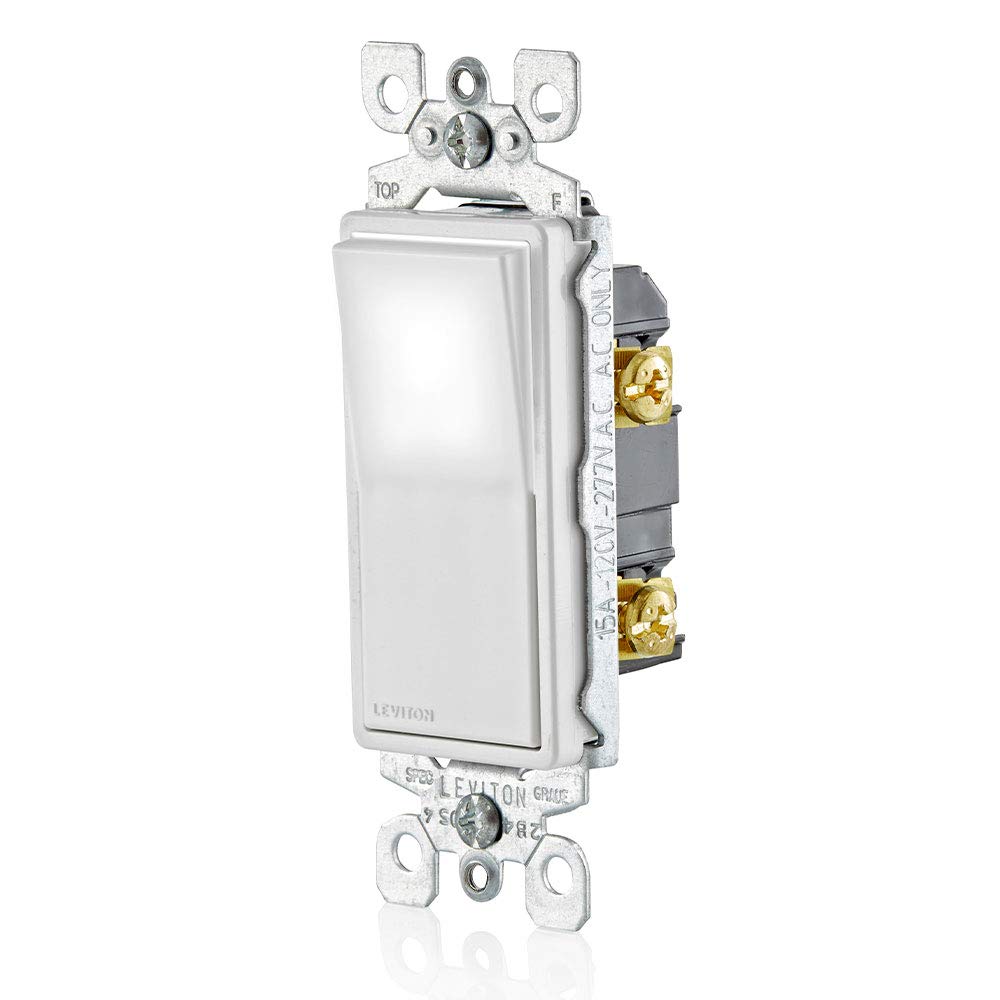 Leviton 15 Amp Decora LED Illuminated Light Wall Switch Single-Pole, L5611-2W, White