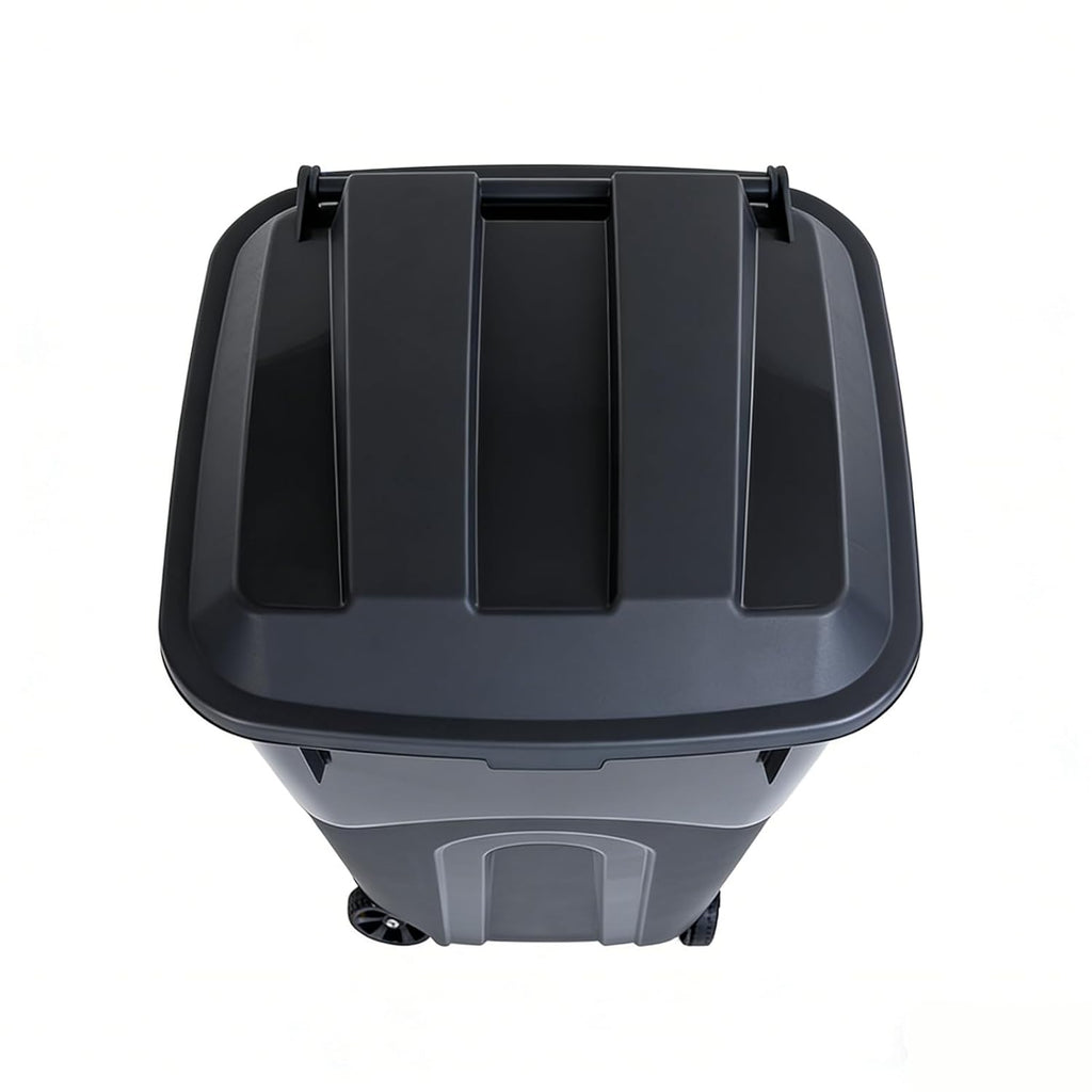 32 Gallon Outdoor Trash Can, Garbage Can with Wheels & Lid, Garbage Bin for Kitchens, Bedrooms, Garages, Gardens, and