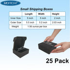 5x5x2'' Small Shipping Boxes 25 Pack, Cardboard Corrugated Mailers, Black (M552-25-B)