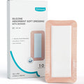 Silicone Ultra Absorbent Dressing Pads - Adhesive Wound Bandage with Gentle Border, Waterproof Soft Gauze for Post