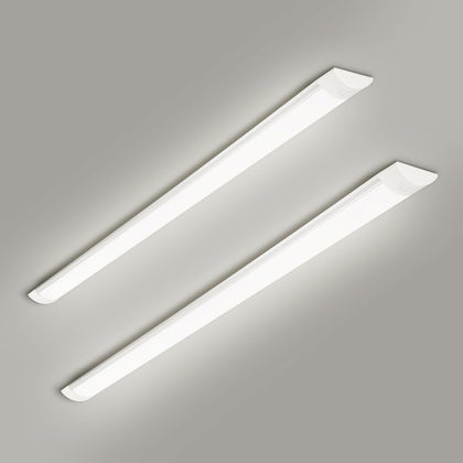2 Packs 4FT LED Batten Light with 50cm Cable, Ultra-Thin Ceiling Surface Mounted Light, 40W, 4000K, IP20, LED Ceiling