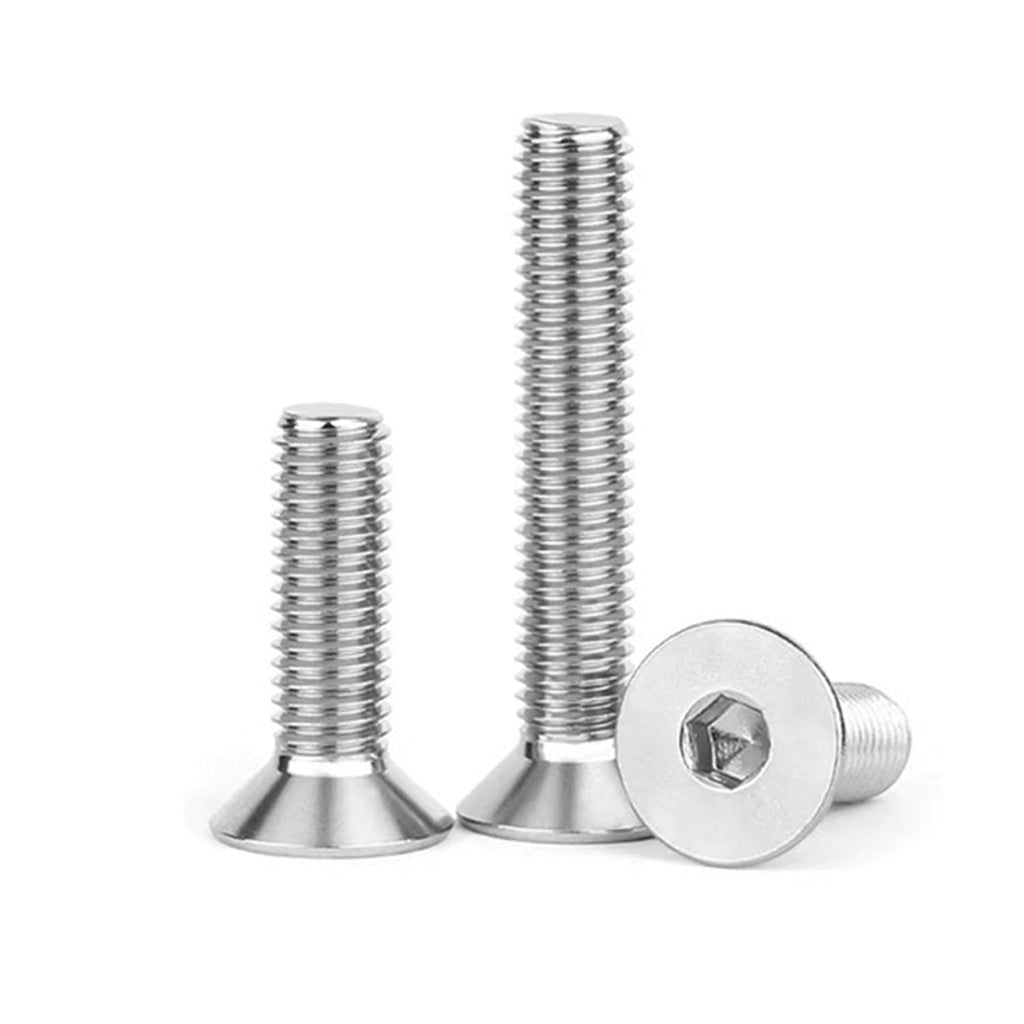 #6 x 1''(50 Pack) Flat Head Hex Socket Cap Screws Countersunk Bolts, Allen Socket Drive, 304 Stainless Steel 18-8, Fully Machine Thread, Bright Finish (with hex Spanner)