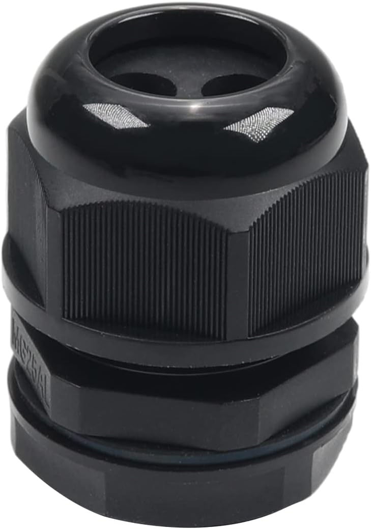 M25 Cable Gland with 2 Holes, Waterproof IP68 Nylon Joint Locknut