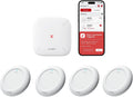 Ultra-Slim Wi-Fi Water Leak Detector, 4 Sensors + Base, SWS0A41 | 0.7 in Thin Design, Real-Time Alerts, Detects Water
