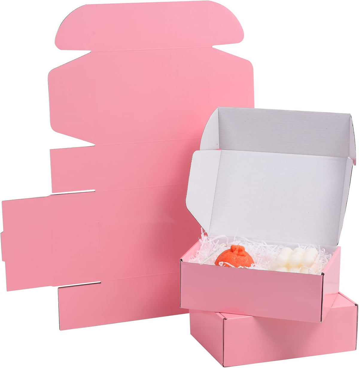 28 Pack 10x8x3 inches Pink Shipping Boxes for Small Business, Small Corrugated Cardboard Gift Box for
