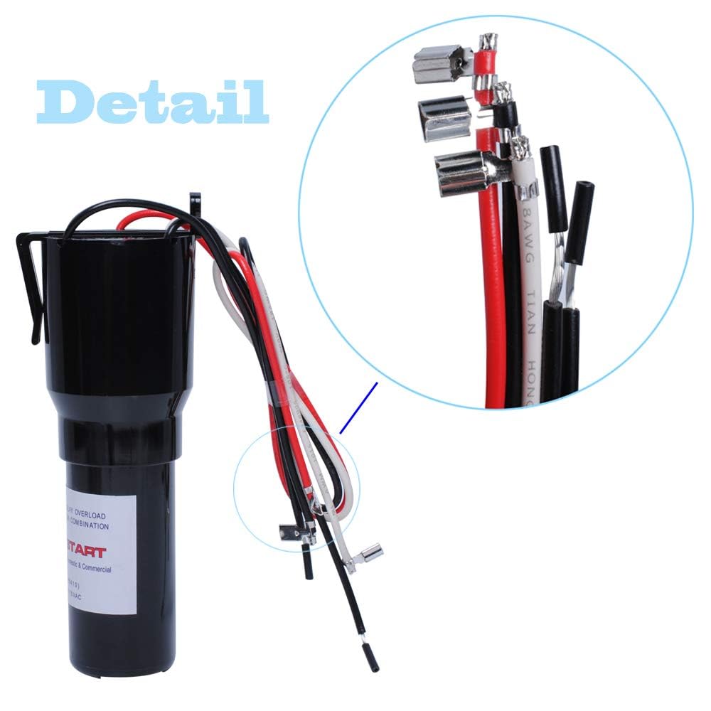 RCO410 3-in-1 Hard Start Capacitor Kit, Compatible with Refrigerators & Freezers, 1/4-1/3 H.P. 115VAC (2 pcs)