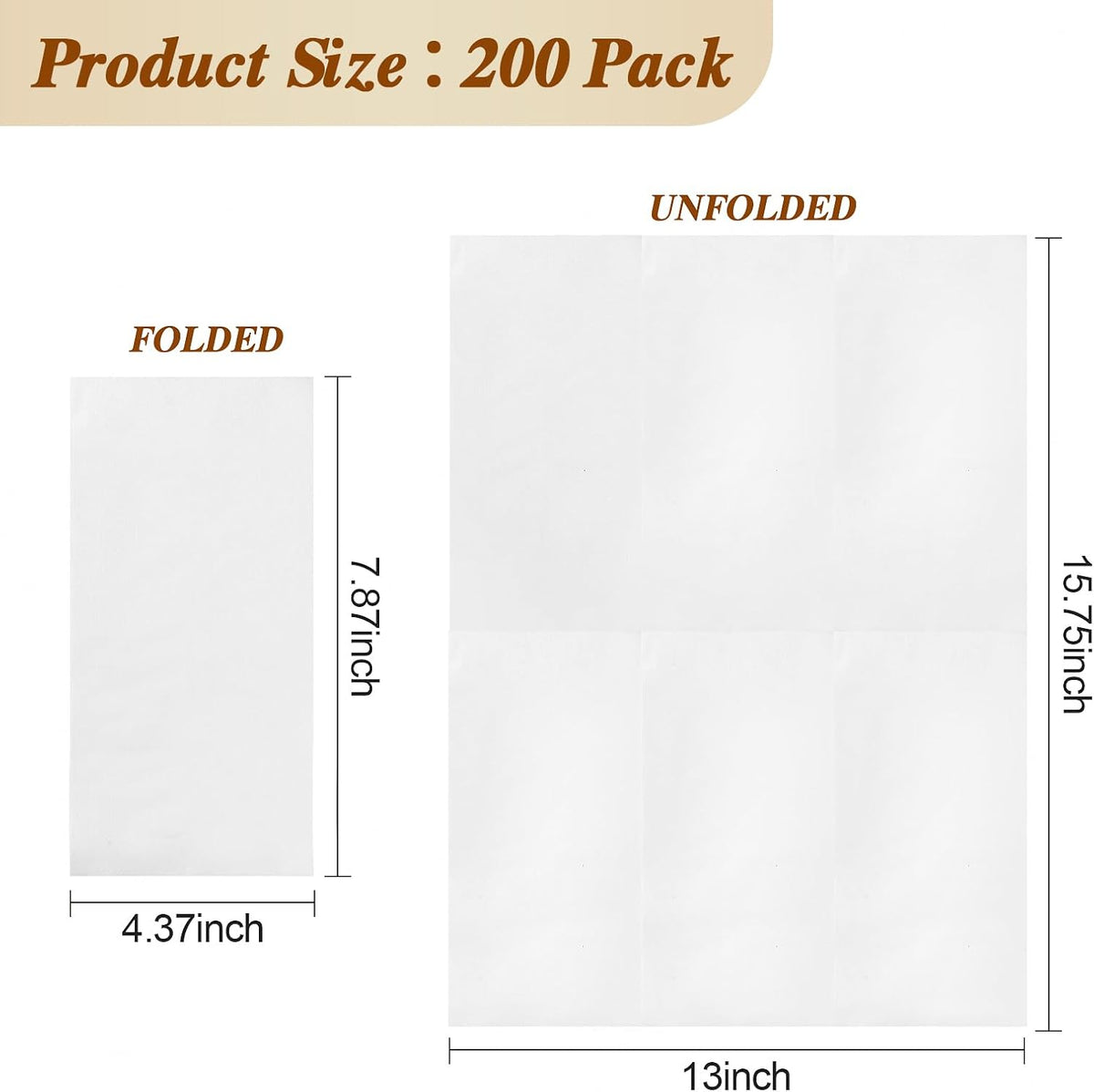 200 Pack Disposable 3-Ply Paper Napkins Soft and Absorbent