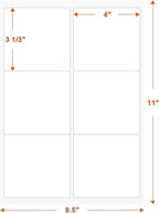 3 1/3" x 4" (1000 Sheets) Address Labels Sticker Paper