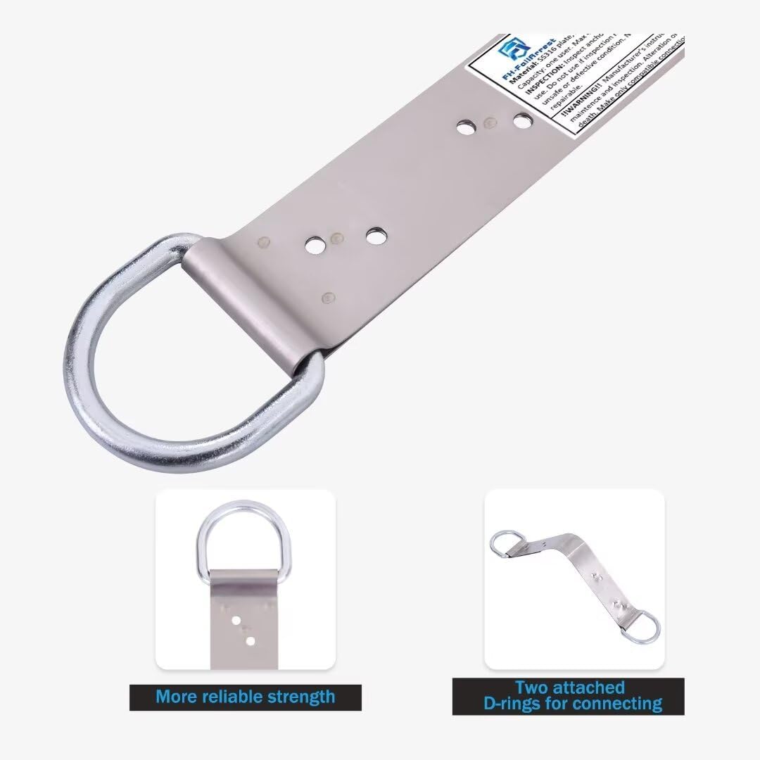 Steel Fall Protection Permanent Roof Anchor Bracket, 18" Lightweight Roofing Tools with 10pcs Durable SS Nails