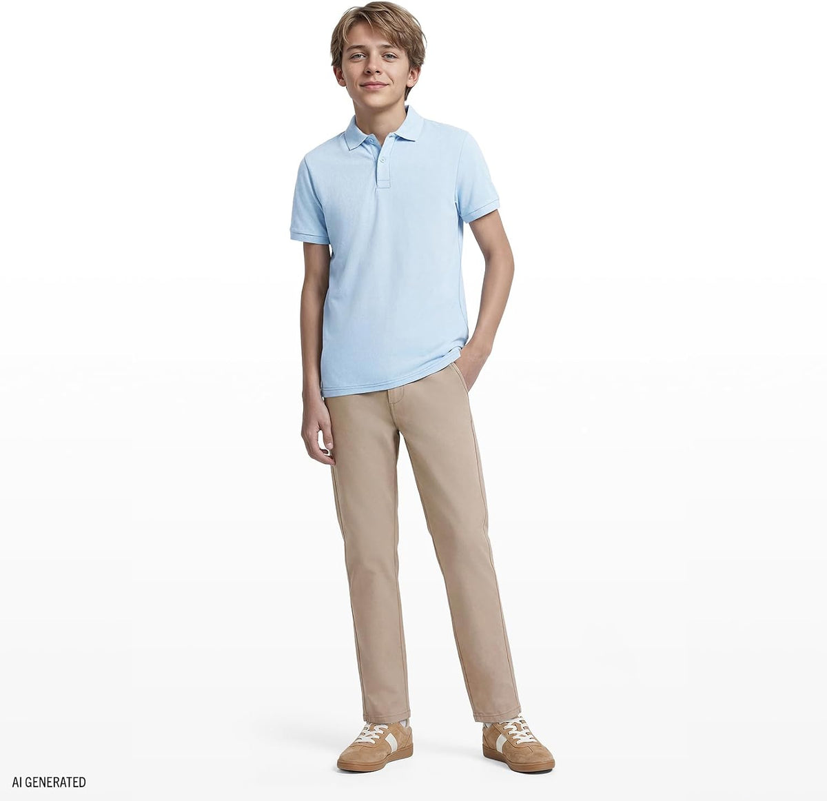 Boys' School Uniform Short Sleeve Polo Shirt, Button Closure, Comfortable & Soft Pique Fabric