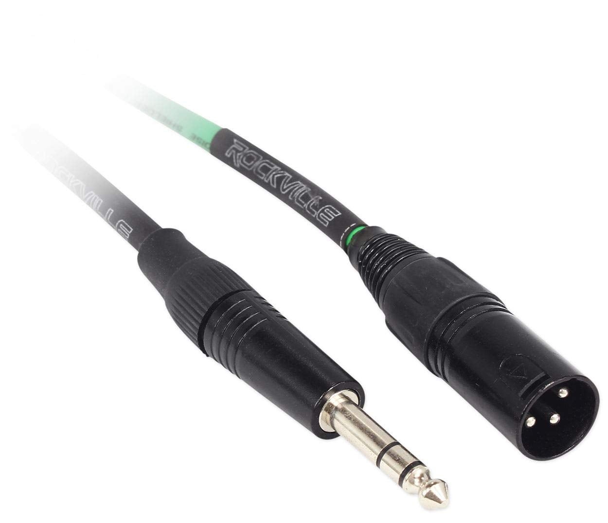 RCXMB20-G Green 20' Male REAN XLR to 1/4" TRS Cable, 2-Pack | Patch Cable, Balanced Audio, Nickel Plated, 24 AWG OFC