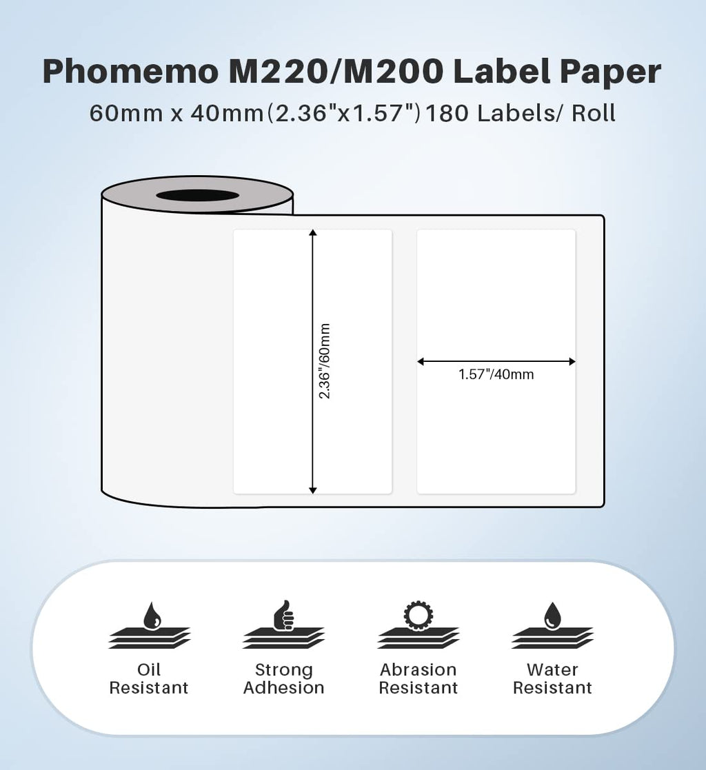 M220 Labels,3 Rolls Self-Adhesive Stickers, 2.36'' x 1.57'' Compatible with Phomemo M220/M250/M260/M221/M200 Label