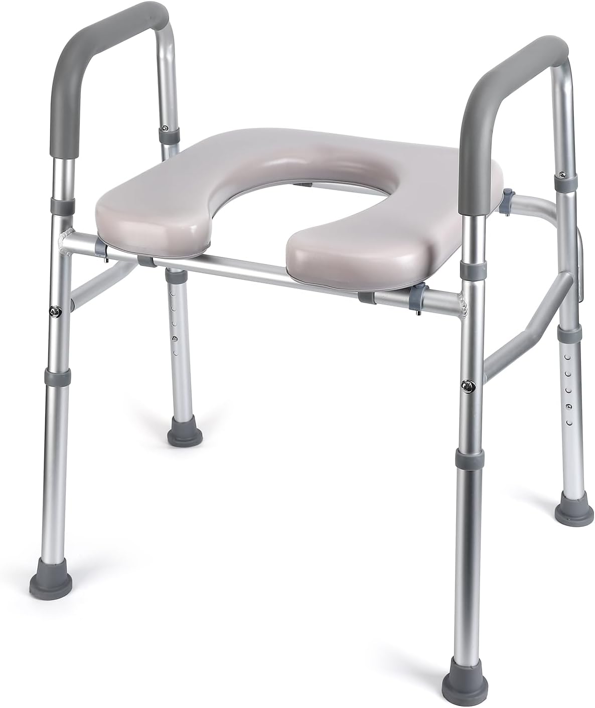 Raised Toilet Seat, 350LB Stand Alone Homecare Commode Bathroom Assist Frame for Elderly, Handicapped, Disabled