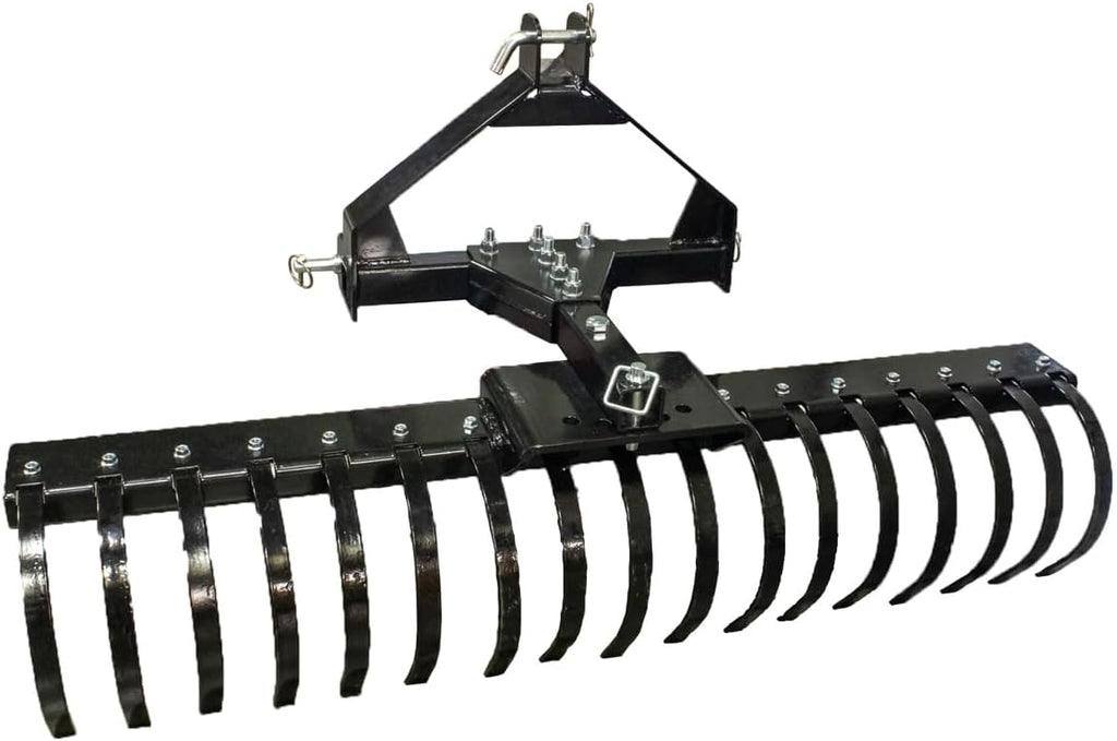 IMPACT IMPLEMENTS Cat-0 Agricultural Field Landscape Rake with Spring Steel Tines for Quick Clearing of Field Debris
