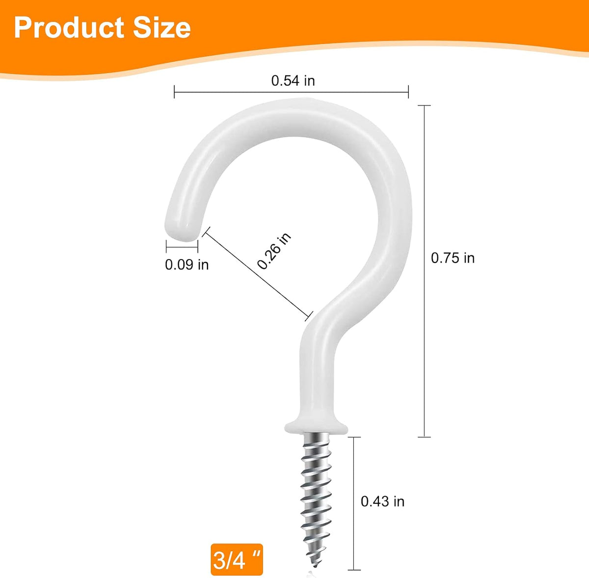 Cup Screw Hooks,3/4 inch Vinyl Coated Ceiling160 Pack Screw in Hooks Plant Hanger Wind Chimes Kitchen Cup Hooks Great