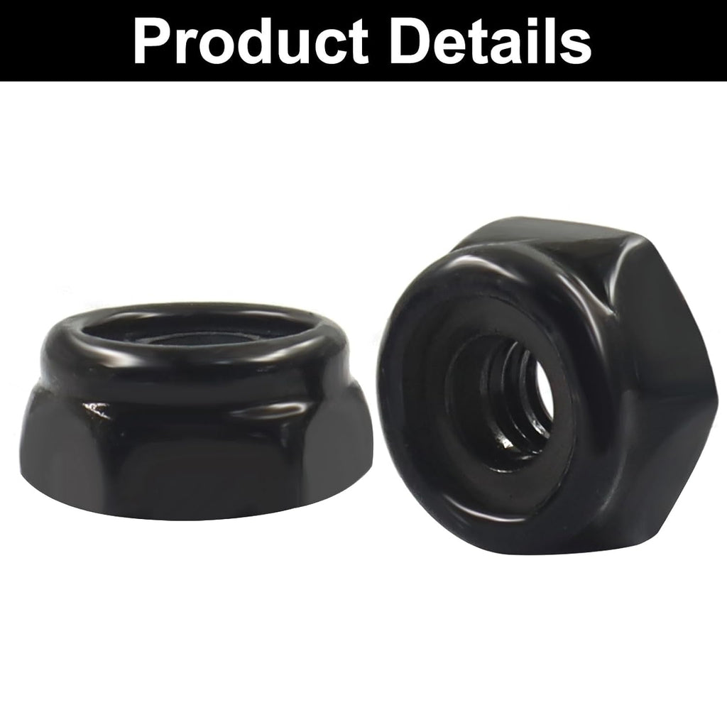 50 Pack #6-32 Nylon Insert Hex Lock Nuts, 304 Stainless Steel