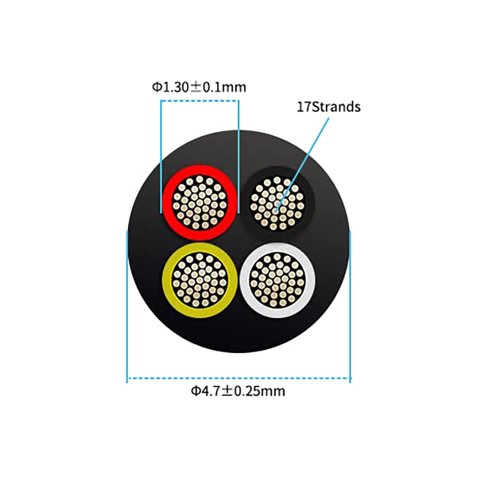 22 Gauge 4 Conductor Electrical Wire 25FT, UL 2464 22 AWG 4 Wire Cable