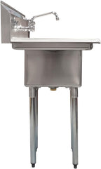 1 Compartment Commercial Sink - 38 x 22 in. Overall with Left & Right Drainboards - 14 x 16 x 11 in. Bowl - NSF