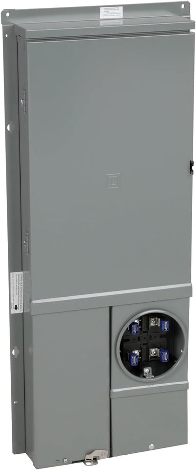 Square D - SC2040M200PF Homeline 200-Amp 20-Space 40-Circuit Solar-Ready Combination Meter Socket and Main Breaker Load Center for Plug-on Neutral breakers