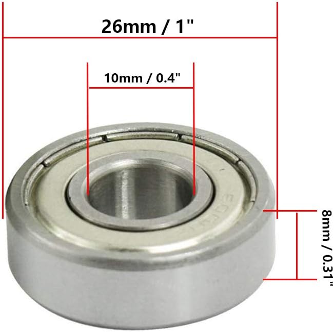 6000Z Double Shielded Ball Bearings 26 x 10 x 8mm - 10pcs