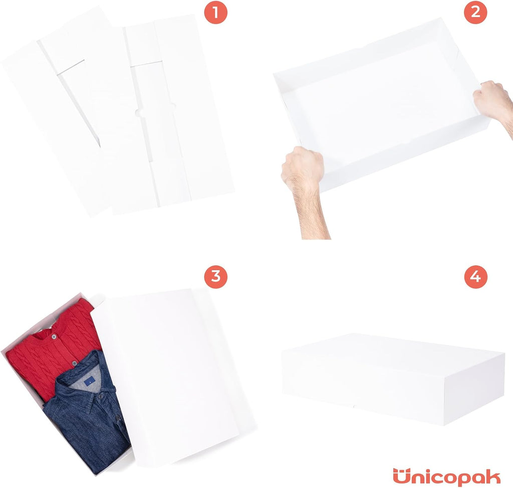 12 Pack Extra Large White Gift Boxes with Lids, 17x11x4 Inches