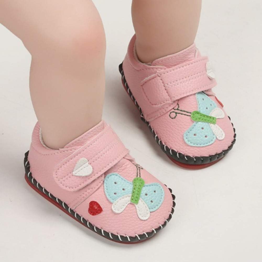 Baby Boys Girls Pu Leather Hard Bottom Walking Sneakers Toddler Rubber Sole First Walkers Infant Cartoon Slippers