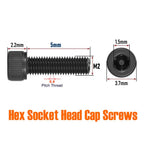 Junter 100pcs M2 x 5mm Black Allen Bolts Hex Head Socket Cap Screws Metric