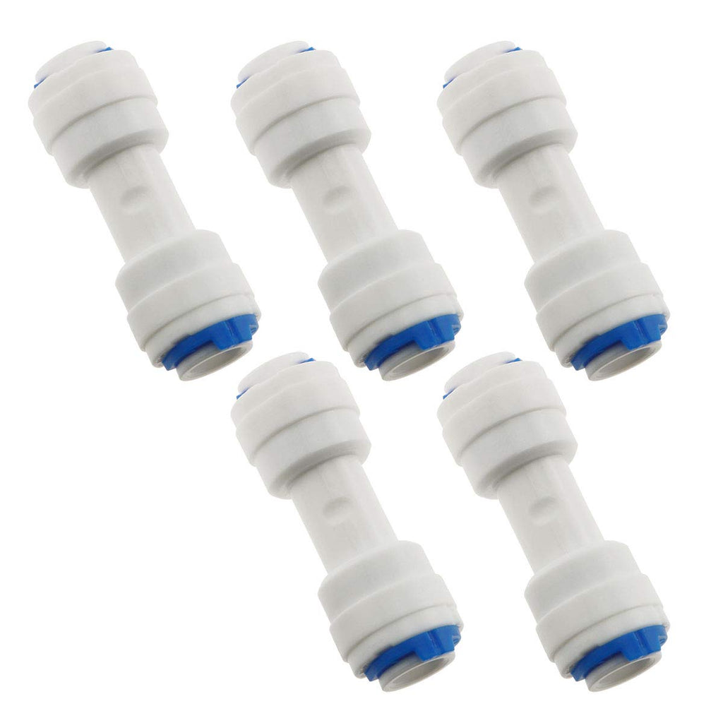 E-outstanding 5-Pack RO Water System Equal Straight 1/4" Plastic Quick Pipe Fitting Reverse Osmosis Connector