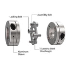 BORDSTRACT 6.35mm to 9.525mm Flexible Diaphragm Coupling,D32 L28