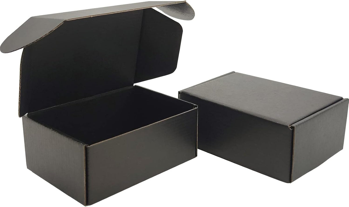 Small 6x4x2 Black Shipping Boxes for Packaging Small Business Set of 25 Mailer Corruagated Cardboard Boxes for