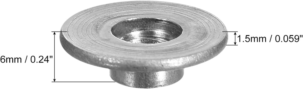 UXCELL M6 Carbon Steel Tee Nuts - 12pcs, 6mm Height, Round Base Weld Nuts With Through Hole Flange Insert Female Thread