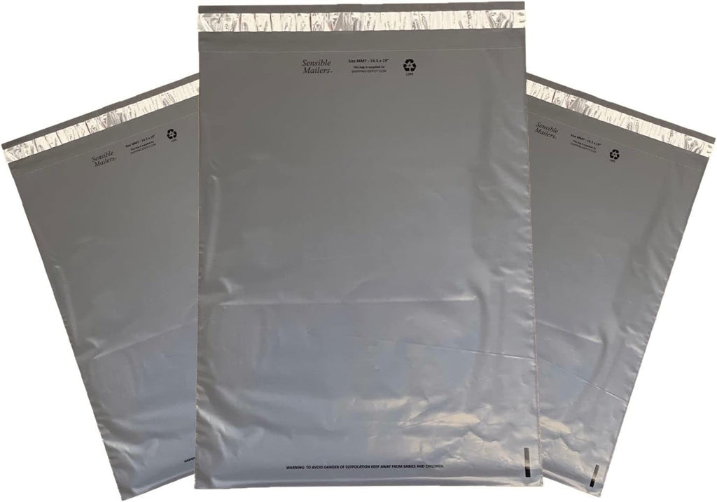 Sensible Mailers – 500 Pack of 7.5x10.5” Fully Recycled Poly Mailers Grey – Shipping Envelopes for Small Business