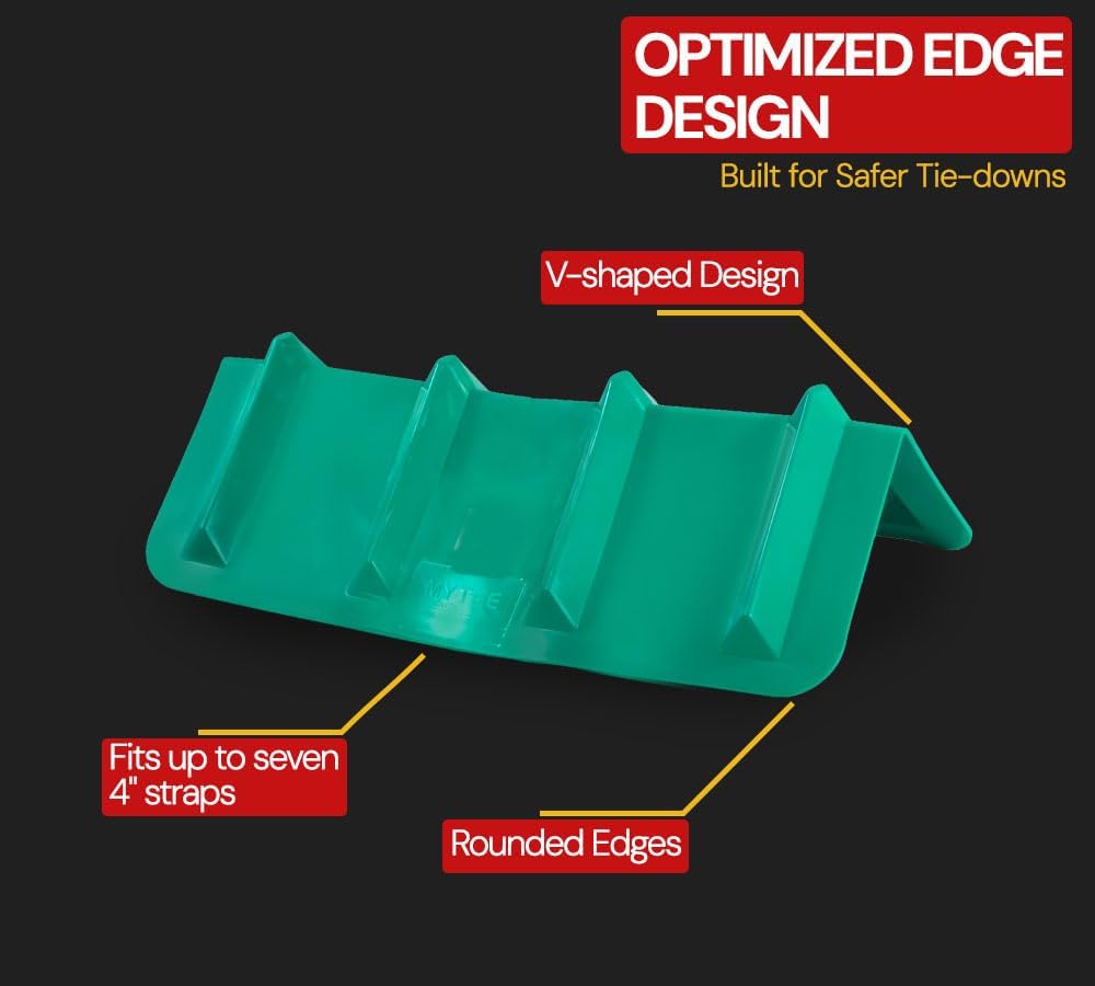 8"x8"x24" Green Flatbed Corner Protector - V Shaped Edge Guard for Tie-Down Winch & Ratchet Straps - Plastic Corner