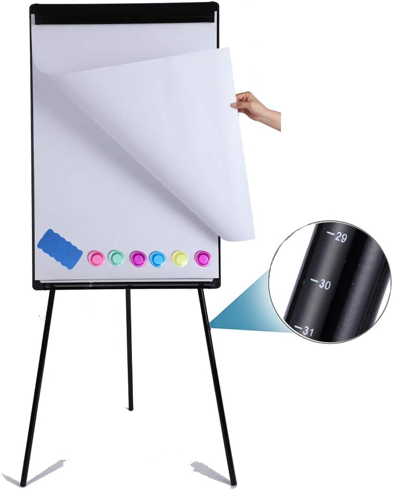 Magnetic Whiteboard Easel Dry Erase Board with Tripod Stand, 36"x24", Black | Portable Height Adjustable 3' x 2' Dry