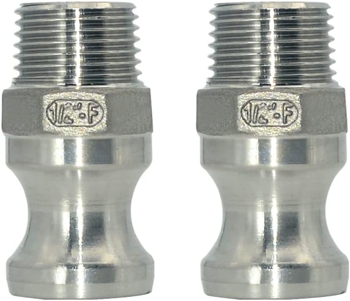 VARMHUS F Trash Pump Adapter Male Camlock x Male Pipe Threads Stainless Steel 316 (1/2")