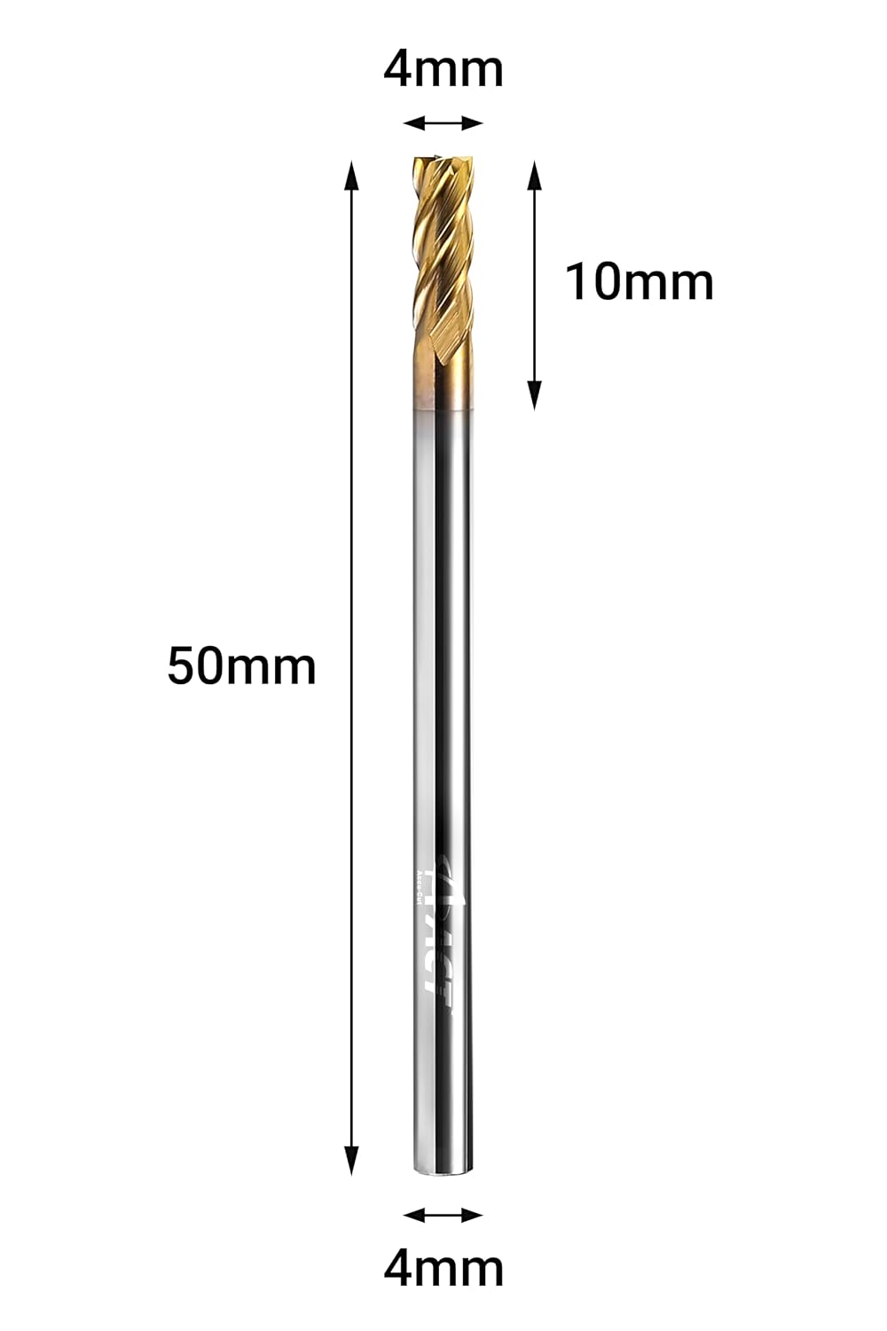 ACCUCUT A4KES 4mm Carbide Square End Mill- 4 Flute Milling Bit for Steel, Die or Hardened Steel, Cast Iron, Copper, Alloys & Materials 50 < HRC < 60 - TiSiN Coating CNC Router Bit, 35 Degree Helix