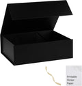 Black Gift Box,19x16x6 Extra Large Gift Boxes With Lids For Presents Includes Ribbon And Diy Printable Sticker