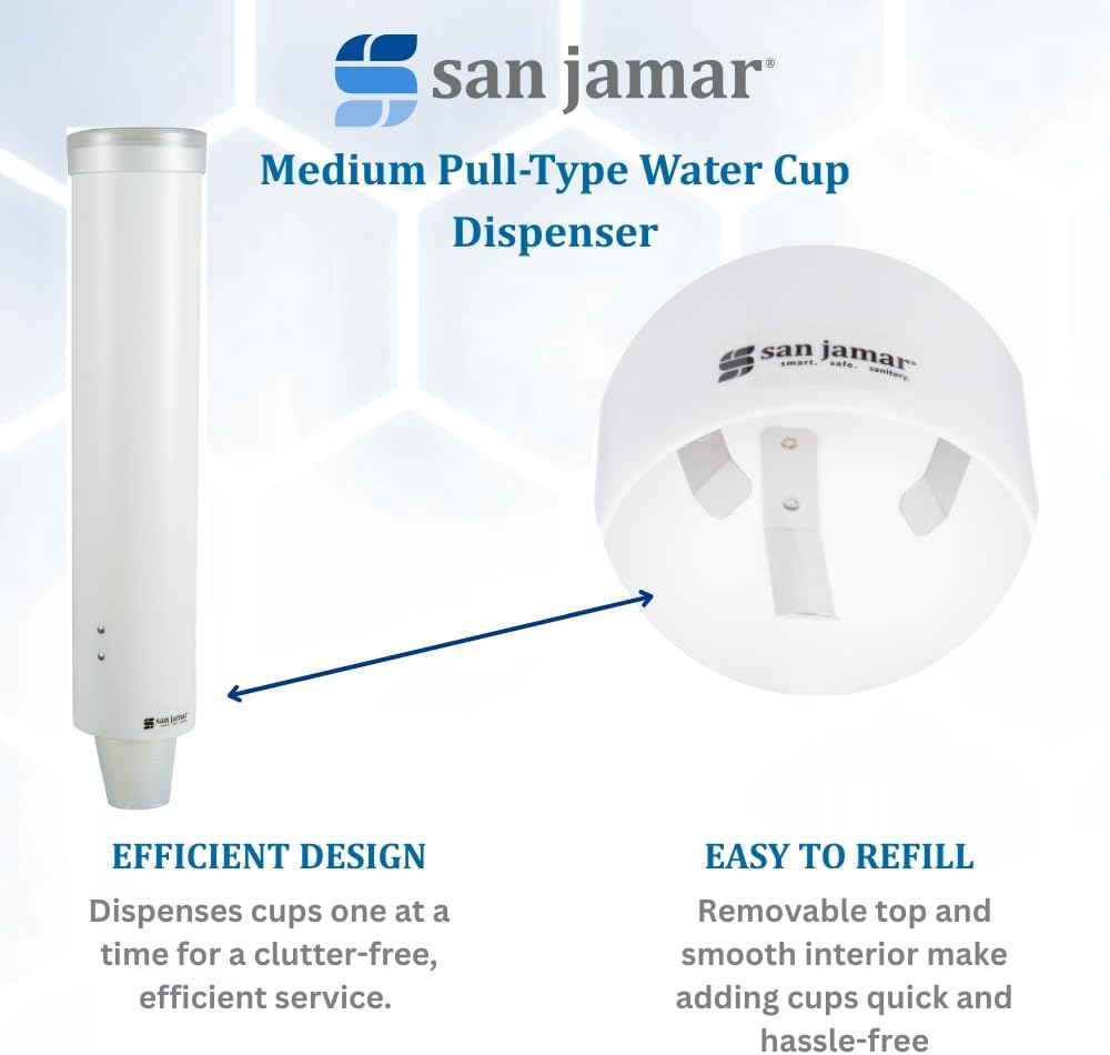 16-Inch Pull-Type Cup Dispenser for 4-10 oz Flat/Cone Cups, White