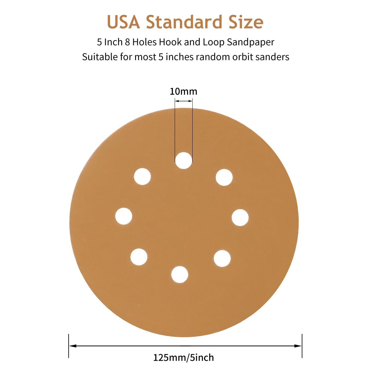 SUPBICCO 50 PCS 400 Grit 5 Inch 8 Hole Hook and Loop Sanding Discs